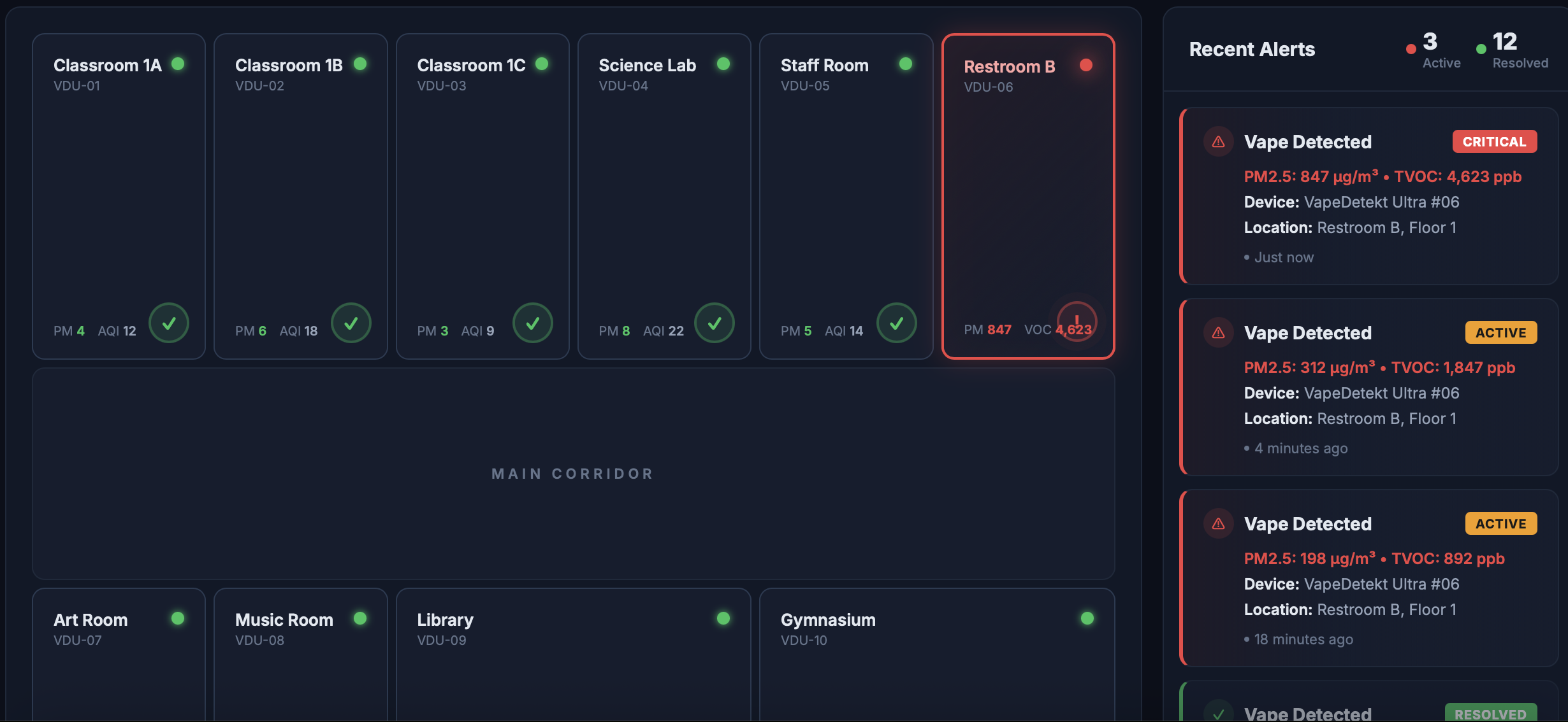 Interactive Floor Plan with Vape Alert